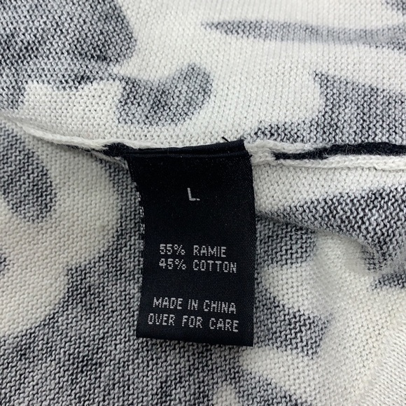 WOMEN’S I.N. Studio Black & Off white pattern Snap Down Cardigan Size L - Picture 7 of 8